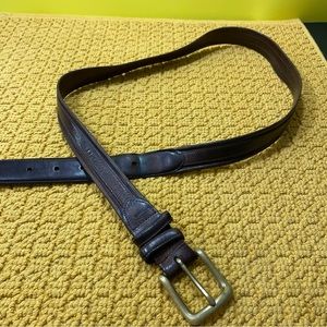 Vintage Polo Ralph Lauren Leather Belt Brown Silver Tone Buckle Size 38